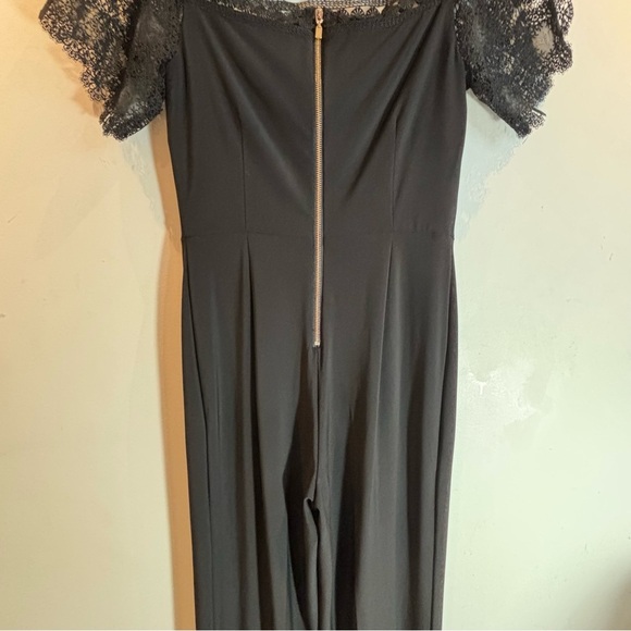 FRANK LYMAN Sz 8 Jumpsuit Off the Shoulder Jersey Knit Exposed Zipper Lace NEW - Picture 8 of 10